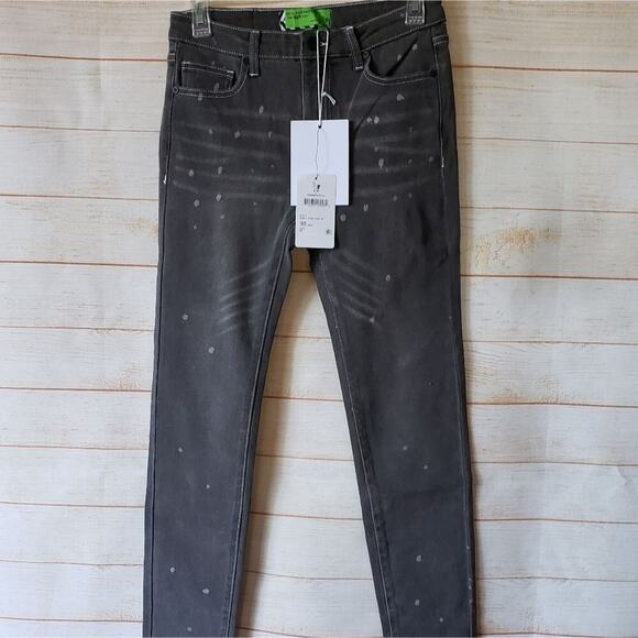 Free People x Sandrine Rose Polka Grey Stretchy Skinny Jeans Women's Size 26 - Picture 3 of 8